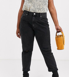 Черные джинсы в винтажном стиле с потертостями River Island Plus