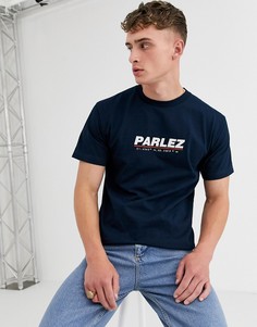 Темно-синяя футболка с вышивкой Parlez