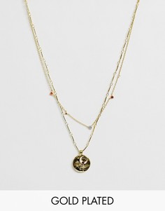 Золотистое ожерелье с подвеской и камнем для рожденных в январе Wanderlust & Co