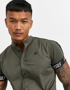 Обтягивающая рубашка цвета хаки с короткими рукавами SikSilk