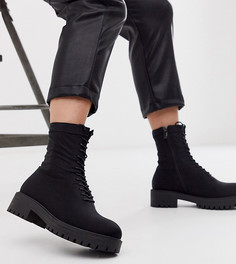 Эксклюзивные черные ботинки на плоской подошве со шнуровкой Simmi London