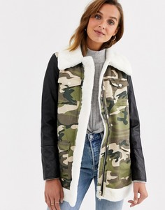 Куртка-авиатор с камуфляжным принтом River Island