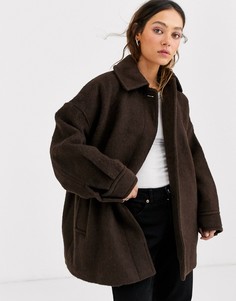 Темно-коричневое свободное пальто Weekday