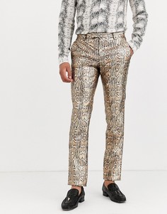 Супероблегающие брюки с металлизированным леопардовым принтом Twisted Tailor