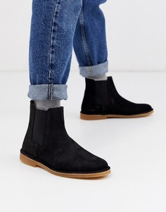 Черные замшевые ботинки челси Selected Homme
