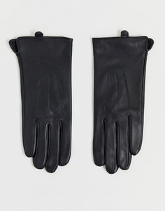 Черные кожаные перчатки с накладками для сенсорных экранов Barneys Originals
