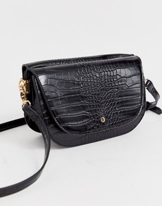 Черная сумка-седло с эффектом крокодиловой кожи Dune