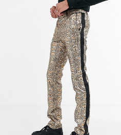 Супероблегающие брюки с леопардовым принтом и эффектом металлик Twisted Tailor Tall