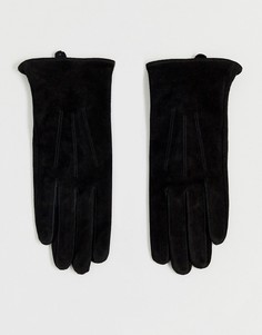 Черные перчатки из кожи и замши Barneys Originals