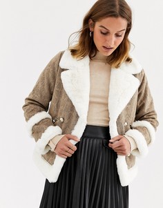 Куртка из искусственной замши со змеиным узором и искусственным мехом River Island