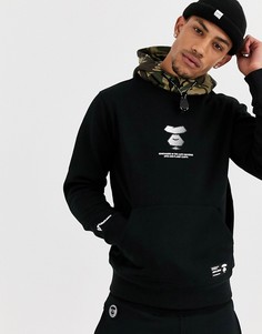 Худи черного цвета с логотипом AAPE By A Bathing Ape Tech Army