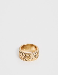 Золотистое кольцо с гравировкой Icon Brand