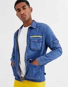 Синяя рубашка-куртка с карманами Brooklyn Supply Co