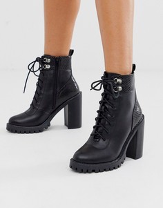 Черные ботинки на массивной подошве со шнуровкой Simmi London Gia