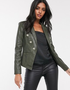 Куртка хаки в стиле милитари из искусственной кожи River Island