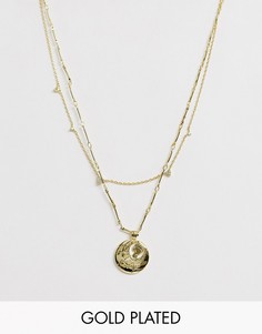 Золотистое ожерелье с подвеской и камнем для рожденных в августе Wanderlust & Co