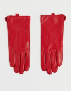 Красные кожаные перчатки с накладками для сенсорных экранов Barneys Originals