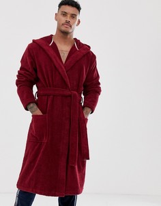 Красный махровый халат с логотипом на спине Tommy Hilfiger