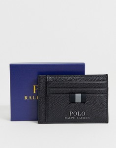 Черная кожаная визитница с зажимом для банкнот Polo Ralph Lauren