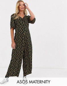 Комбинезон с цветочным принтом и двумя завязками ASOS DESIGN Maternity
