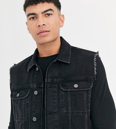 Черная джинсовая куртка без рукавов ASOS DESIGN Tall