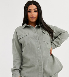 Зеленая джинсовая рубашка от комплекта Missguided Plus