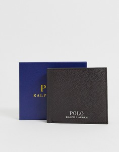Коричневый кожаный складной бумажник Polo Ralph Lauren