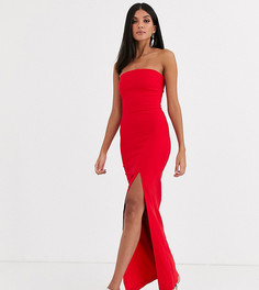 Красное платье-бандо макси с разрезом на юбке Vesper Tall