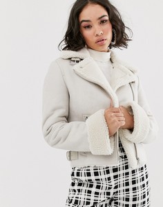 Кремовая куртка авиатор Bershka
