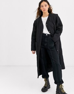 Черное легкое стеганое пальто Weekday