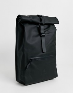 Черный непромокаемый рюкзак с подворачивающимся верхом Rains 1316