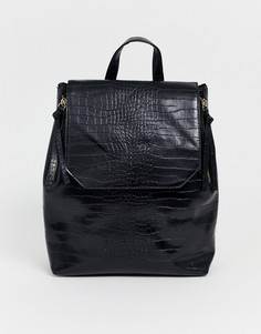 Черный рюкзак с отделкой под кожу крокодила Pimkie