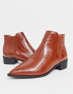 Ботинки челси в стиле вестерн на плоской подошве и с эффектом крокодиловой кожи London Rebel