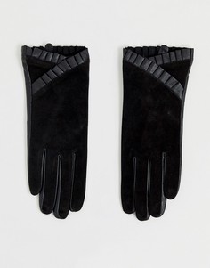 Перчатки из кожи и замши с оборками Barneys Originals