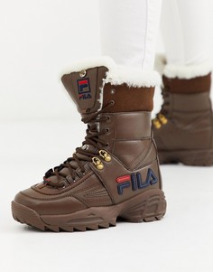 Коричневые ботинки с искусственным мехом Fila
