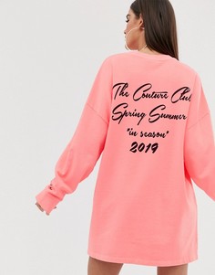 Ярко-розовое oversize-платье с длинными рукавами The Couture Club