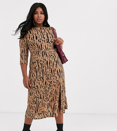 Платье миди с леопардовым принтом River Island Plus