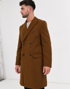 Двубортное пальто рыжего цвета Burton Menswear