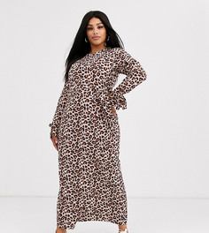 Платье макси с длинными рукавами и леопардовым принтом Verona Curve