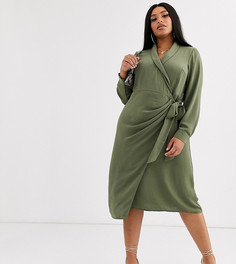 Платье миди с запахом и воротником ASOS DESIGN Curve