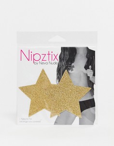 Золотистые наклейки на соски в виде звезд Nipztix By Neva Nude