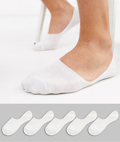 5 пар белых невидимых носков New Look