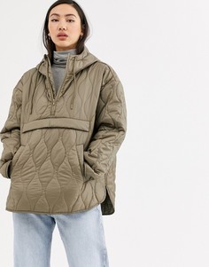 Стеганый анорак цвета хаки Weekday