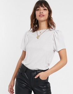 Серая футболка с пышными рукавами River Island