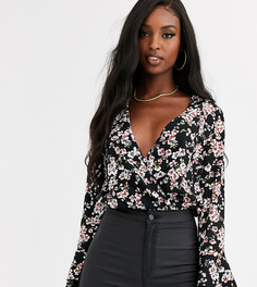 Боди с глубоким вырезом и цветочным принтом Missguided Tall