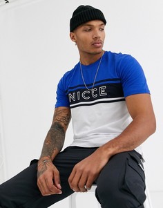 Синяя футболка с логотипом Nicce