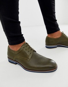 Кожаные туфли оливкового цвета со шнуровкой Depp London