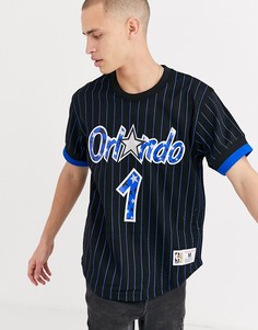Черная сетчатая футболка с круглым вырезом Mitchell & Ness