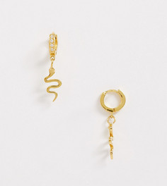 Серьги-кольца из серебра и золота с подвеской ASOS DESIGN