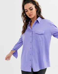 Свободная трикотажная рубашка фиолетового цвета Missguided